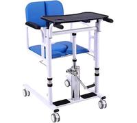 Sollevatore Idraulico per Pazienti 5 in 1 per La Casa con Sedile Diviso A 180 ° E Vasino, Tavolo da Pranzo Sedia A Rotelle Portatile per Il Trasporto Servizi Igienici in Acciaio Ausi, Blue