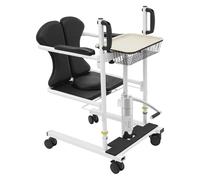 Sollevatore idraulico per pazienti con seduta divisa a 180°, altezza regolabile, carico 150 kg, sedia da trasporto con piano e ruote (78 x 57 x 42 cm)