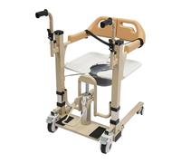 Sollevatore idraulico per pazienti con seduta divisa a 180°, altezza regolabile, carico 200 kg, sedia da trasporto con tavolo e ruote