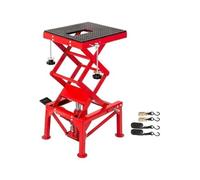 Sollevatore idraulico portatile for moto, con capacità di carico 300 libbre, tavolo, rosso, argento e blu, cinghie fissaggio Per principianti del fai da te(Red+storage bag)