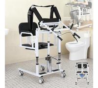 Sollevatore Paziente da Seduto a In Piedi per Anziani e Uso Domestico, Sedia a Rotelle Doccia Commode Mobile 4-in-1 Pesante, Capacità 440 lbs Altezza Regolabile 16-26" con Vaso Toilette Rimuovi black