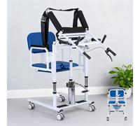 Sollevatore Paziente da Seduto a In Piedi per Anziani e Uso Domestico, Sedia a Rotelle Doccia Commode Mobile 4-in-1 Pesante, Capacità 440 lbs Altezza Regolabile 16-26" con Vaso Toilette Rimuovib blue