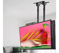 Sollevatore TV da soffitto su 2 lati - Supporto per TV a schermo singolo a doppio palo regolabile in altezza, Staffa di montaggio per TV a soffitto telescopico inclinabile, Adatto a TV a basso profilo