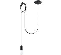 SOLLUX Lampada a Sospensione EDISON Design Unico Senza Ombra Illuminazione Minimalista Lampadina LED Colore Nero Singola Lunga