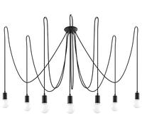 SOLLUX Lampada a Sospensione EDISON Design Unico Senza Ombra Illuminazione Minimalista Lampadina LED Colore Nero Per Sette Lampadine