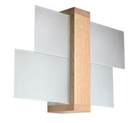 SOLLUX lighting Applique da parete per interni in legno e vetro, 1 fiamma, lampada LED, lampadina 4000K, legno naturale Ignis