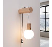 SOLLUX LIGHTING Applique Nimbi, legno chiaro, altezza 67 cm, legno/vetro SOLLUX LIGHTING