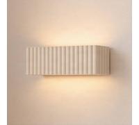 SOLLUX LIGHTING Applique Rigata, beige, ceramica, lunghezza 34 cm, luce verso l'alto/verso il SOLLUX LIGHTING