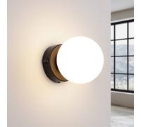 SOLLUX LIGHTING Applique You, nero, Ø 12 cm, acciaio/vetro SOLLUX LIGHTING