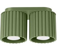 SOLLUX lighting Lampada da Soffitto - Faretto da Soffitto in Alluminio - 2 Paralumi - Lampada a LED - Aura Verde Oliva
