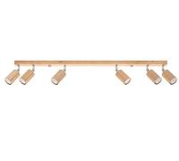 SOLLUX lighting Berg Soffitto 6 Faretti Bar, Legno Naturale, 120cm