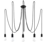 SOLLUX lighting EDISON 5 Lampadario Nero - Lampadario con 5 Sorgenti E27 - Lampadine Non Incluse - Lampadario Minimalista per Camera da Letto Soggiorno - Luce Moderna per Camera