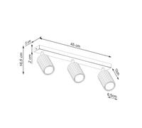 SOLLUX LIGHTING Faretto da soffitto in carbonio, nero, lunghezza 45 cm, alluminio, a 3 luci. SOLLUX LIGHTING