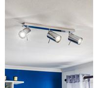 SOLLUX LIGHTING Spot da soffitto Round, cromo, 3 luci lineare SOLLUX LIGHTING