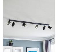 SOLLUX LIGHTING Faretto da soffitto Round in nero, 6 luci lineari SOLLUX LIGHTING