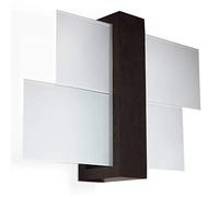 Sollux Lighting Feniks 1 Lampada da parete | Elegante alloggiamento in legno + combinazione di paralume in vetro | Lampadina E27 sostituibile, 1 x 60 W | Wengé, 43 x 12 x 30 cm
