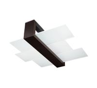 Sollux Lighting Feniks 2 Lampada da soffitto | Elegante alloggiamento in legno + combinazione di paralume in vetro | Lampadina E27 sostituibile, 2 x 60 W | Wengé, 43 x 43 x 12 cm