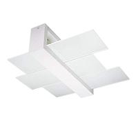 Sollux Lighting Feniks 2 Lampada da soffitto | Elegante alloggiamento in legno + combinazione di paralume in vetro | Lampadina E27 sostituibile, 2 x 60 W | Bianco, 43 x 43 x 12 cm