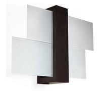 Sollux Lighting Feniks 1 Lampada da parete | Elegante alloggiamento in legno + combinazione di paralume in vetro | Lampadina E27 sostituibile, 1 x 60 W | Wengé, 43 x 12 x 30 cm
