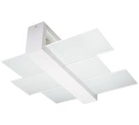 Sollux Lighting Feniks 2 Lampada da soffitto | Elegante alloggiamento in legno + combinazione di paralume in vetro | Lampadina E27 sostituibile, 2 x 60 W | Bianco, 43 x 43 x 12 cm