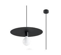 SOLLUX lighting Flavio Lampada a Sospensione Decorativa da Soffitto Design Minimalista Arrotondato Alimentata da Lampadina Sostituibile E27 1x60 W in Acciaio 40x40x105cm Nero