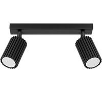 SOLLUX lighting Plafoniera Da Soffitto Lampadario In Alluminio 2 Paralumi 30 x 6,5 x 16,5 cm Karbon Nero