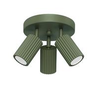SOLLUX lighting Plafoniera Da Soffitto Lampadario In Alluminio 3 Paralumi 19,5 x 19,5 x 18 cm Karbon Verde Oliva