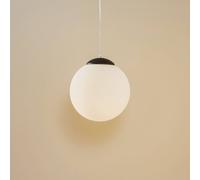 SOLLUX LIGHTING Lampada a sospensione a sfera, vetro opalino/cromo, Ø 30 cm SOLLUX LIGHTING