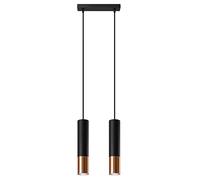 SOLLUX lighting Lampada a Sospensione - Lampada a Soffitto in Acciaio - 2 Paralumi - Lampada LED - Nero Rame Loopez