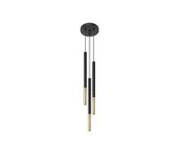 SOLLUX lighting Mozaica 3P Lampada da soffitto a sospensione | Paralume cilindrico + combinazione di 2 metalli | lampadina G9 sostituibile, 3 x 40 W |