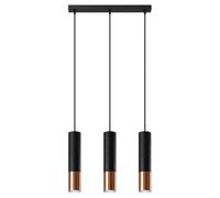 SOLLUX lighting Loopez 3P Faretto Lampada A Sospensione A Soffitto, Paralume Cilindrico + Combinazione Di 2 Metalli, Lampadina GU10 Sostituibile, 3x40