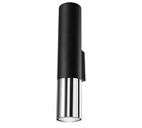 SOLLUX lighting Lampada Da Parete Spotlight Loopez, Paralume Cilindrico + Combinazione Di 2 Metalli, Lampadina GU10 Sostituibile, 1x40 W, Acciaio, Ner