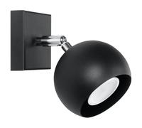 SOLLUX lighting Lampada da Parete Interna - Lampada da Muro in Acciaio - 1 Paralume - Lampada LED - Nero Oculare