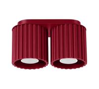 SOLLUX lighting Lampada da Soffitto - Faretto da Soffitto in Alluminio - 2 Paralumi - Lampada a LED - Aura Rosso Bordeaux