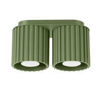 SOLLUX lighting Lampada da Soffitto - Faretto da Soffitto in Alluminio - 2 Paralumi - Lampada a LED - Aura Verde Oliva