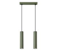 SOLLUX lighting Lampada Da Soffitto Lampada Da Sospensione Di Acciaio 2 Paralumi 30 x 6 x 105 cm Verde Oliva Lagos