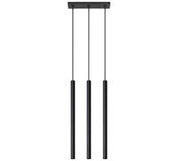 SOLLUX lighting Pastelo 3 Lampada a sospensione a soffitto, design moderno, con paralume cilindrico in metallo, lampadina G9 sostituibile, 3 x 4 W, acciaio verniciato a polvere, nero, 30 x 5 x 90 cm