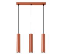 SOLLUX lighting Lampada Da Soffitto Lampada Da Sospensione Di Acciaio 3 Paralumi 45 x 6 x 98 cm Ocra Rossa Lagos