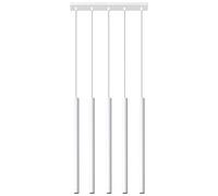 SOLLUX lighting Pastelo 5 Lampadario a sospensione | Design moderno con paralume cilindrico in metallo | Lampadina G9 sostituibile, 5 x 4 W | Acciaio verniciato a polvere, bianco, 45 x 5 x 90 cm
