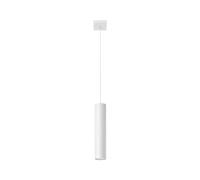 SOLLUX LIGHTING Lagos 1 Lampada a sospensione | Design moderno con paralume cilindrico, stile industriale | Lampadina GU10 sostituibile, 1 x 40 W | Acciaio verniciato a polvere, bianco, 8 x 8 x 100 cm