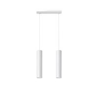 SOLLUX LIGHTING Lagos 2 Lampada a sospensione | Design moderno con paralume cilindrico, stile industriale | Lampadina GU10 sostituibile, 2 x 40 W | Acciaio verniciato a polvere, bianco, 30 x 6 x 90 cm
