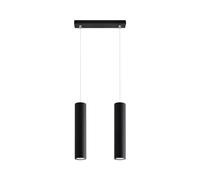 SOLLUX lighting Lagos 2 Lampada a sospensione | Design moderno con paralume cilindrico, stile industriale | Lampadina GU10 sostituibile, 2 x 40 W | Acciaio verniciato a polvere, nero, 30 x 6 x 90 cm