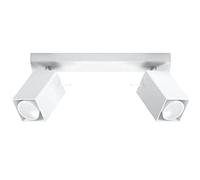 SOLLUX lighting Merida 2 Lampada Da Soffitto Lampada Da Soffitto Minimalista Per Interni Paralume Mobile Lampadina GU10 2 x 40 W 2 x 12 W LED Acciaio Verniciato A Polvere Bianco 30 x 6 x 16 cm