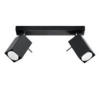 SOLLUX lighting Merida 2 Plafond Lampada Da Soffitto Minimalista Per Interni Paralume Mobile Lampadina GU10 Sostituibile 2 x 40 W 2 x 12 W LED Acciaio Verniciato A Polvere Nero 30 x 6 x 16 cm