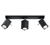 SOLLUX lighting Merida 3 Plafond Lampada Da Soffitto Minimalista Per Interni Paralume Mobile Lampadina GU10 Sostituibile 3 x 40 W 3 x 12 W LED Acciaio Verniciato A Polvere Nero 45 x 6 x 16 cm