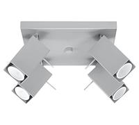 SOLLUX lighting Merida 4 Plafond Lampada Da Soffitto Minimalista Per Interni Paralume Mobile Lampadina GU10 Sostituibile 4 x 40 W 4 x 12 W LED Grigio Acciaio Verniciato A Polvere 25 x 25 x 16 cm