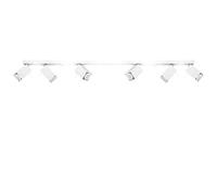 SOLLUX lighting Merida 6L Plafond Lampada Da Soffitto Minimalista Per Interni Paralume Mobile Lampadina GU10 Sostituibile 6 x 40 W 6 x 12 W LED Acciaio Verniciato A Polvere Bianco 118 x 6 x 16 cm