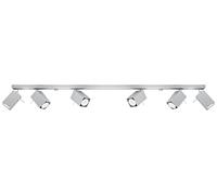 SOLLUX lighting Merida 6L Plafond Lampada Da Soffitto Minimalista Per Interni Paralume Mobile Lampadina GU10 Sostituibile 6 x 40 W 6 x 12 W LED Grigio Acciaio Verniciato A Polvere 118 x 6 x 16 cm