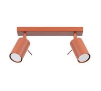 SOLLUX lighting Lampada Da Soffitto Orientabile Faretto Da Soffitto Di Acciaio 2 Paralumi 30 x 6 x 17 cm Ocra Rossa Ring