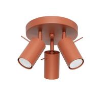 SOLLUX lighting Lampada Da Soffitto Orientabile Faretto Da Soffitto Di Acciaio 3 Paralumi 19,5 x 19,5 x 18,5 cm Ocra Rossa Ring